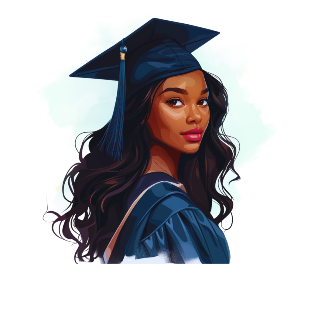 WatercolorBlackGirlGradPNG
